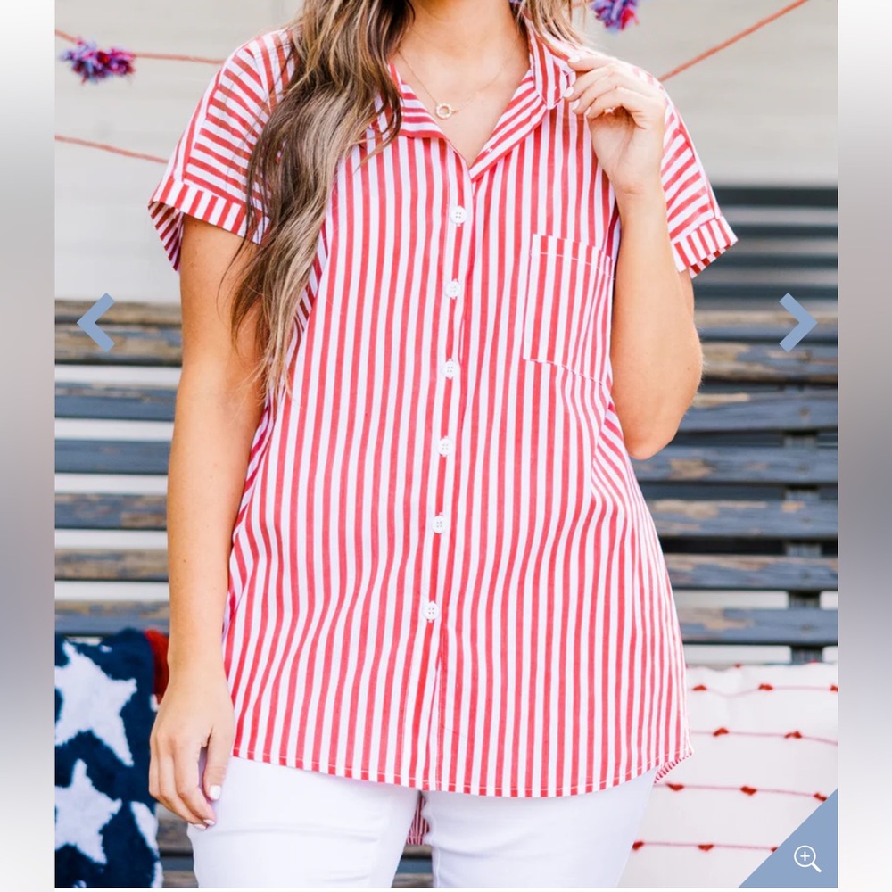 Sew in Love Red and White Stripe Top